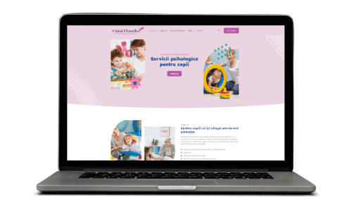 Website servicii psihologice pentru copii pe laptop