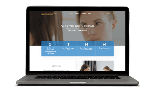 Ecran laptop cu site servicii psihologice
