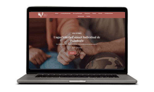Laptop afișând site-ul unui cabinet de psihologie