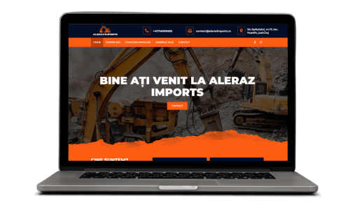 Pagina principală Aleraz Imports pe laptop