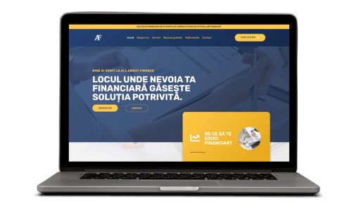 Website educație financiară pe un laptop