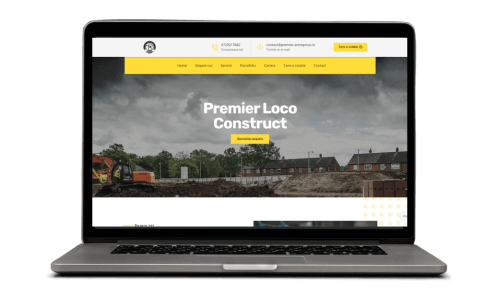 Website de construcții pe un laptop